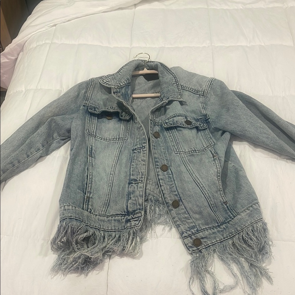 Blank NYC Denim Jacket with Fringe